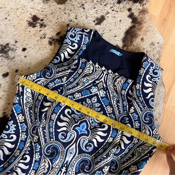 J.Mclaughlin Sleeveless Scuba Dress Size S Blue Paisley Square Neckline - Picture 5 of 7